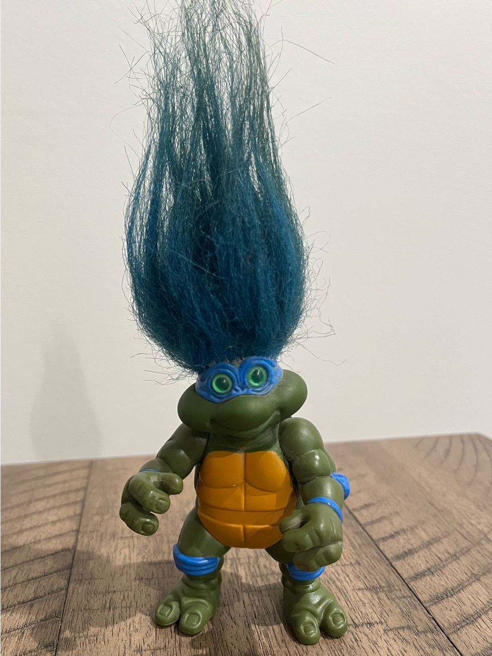 Vintage 1993 TMNT Leonardo Troll Doll Figure Playmates Toys Blue Hair 4.5 Inch